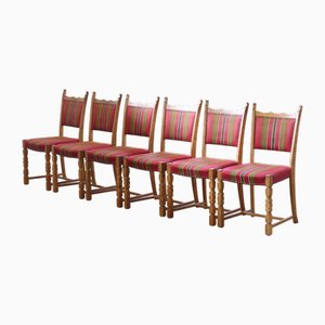 Vintage Brualist Danish Oak Dining Chairs by Henning Kjærnulf, 1960s, Set of 6