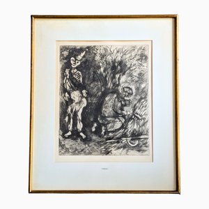 Marc Chagall, Der Tod und der Holzfäller, 1952, Kupferstich, gerahmt