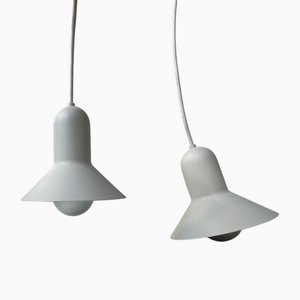 Minimalist White Confetti Pendant Lamps by Claus Bonderup for Focus, 1970s, Set of 2