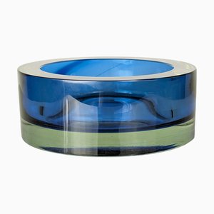 Murano Blue & Clear Sommerso Glass Centerpiece from Seguso Vetri Darte, 1960s
