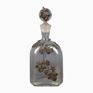 Flasche aus mundgeblasenem Glas mit Efeublättern, 1970er