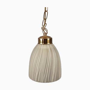 Modern Brass Striped Opaline and Murano Glass Pendant by Murano for Murano, 1960