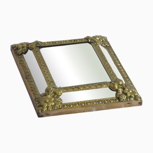Espejo de repisa holandés antiguo de cobre