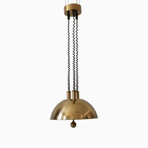 Lampada a sospensione grande Mid-Century moderna in ottone di Florian Schulz, anni '70