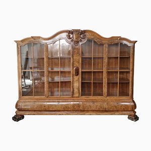 Large Antique Display Cabinet in Walnut Veneer