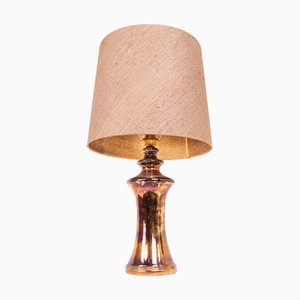 Vintage Table Lamp in Metallic Bronze and Gold Ceramic by Bitossi for Bergboms, 1960s