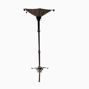 Lampadaire Art Déco en Fer Forgé Patiné, 1930s