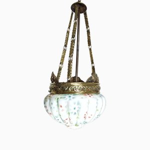 Plafonnier Art Nouveau en Laiton et Verre, Espagne, 1930s