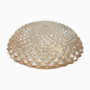 Mid-Century Modern Amber Glass Diamond Tip Ceiling Light, 1960s