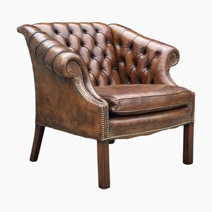 Brown Leather Club Armchair, 1880s