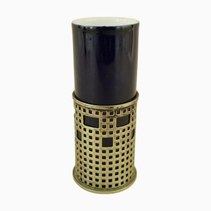 Vase porte-stylo Art Déco en porcelaine avec support en métal argenté EPS par Josef Hoffmann. Début des années 1900 - Autriche