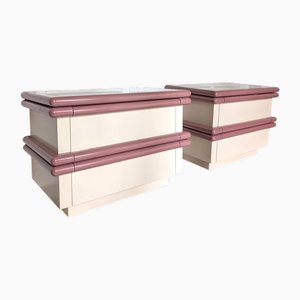 Large Postmodern Travertine Bedside Cabinets by Jay Spectre, Usa, 1980s, Set of 2
