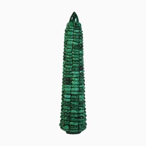 Green Malachite Corn-on-the-Cob Decorative Obelisk Sculpture, 1970s