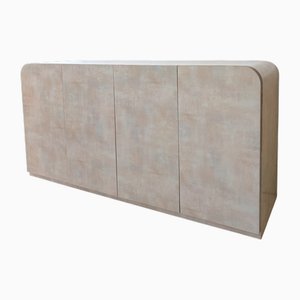 Postmodernes Vintage Wasserfall Sideboard in Pastellrosa & Blauem Pfirsich, USA, 1980er