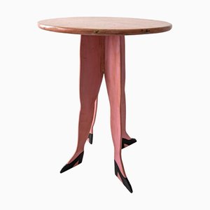 Mesa de cuatro patas de arte popular surrealista estadounidense vintage de madera pintada, años 80