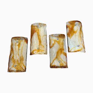 Mid-Century Modern Murano Glass Wall Sconces attributed to Mazzega, 1970s, Set of 4