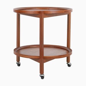 Danish Tripod Teak Serving Trolley with Round Cushions from Sika Møbler, 1960s