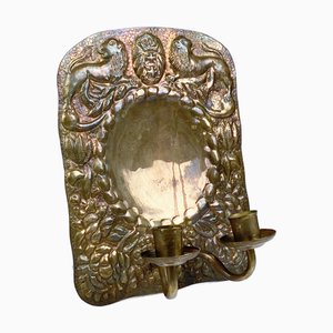 Vintage Brass Wall Candleholder with the Coat of Arms of Danzig City, 1960s