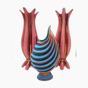 Jarrones era espacial de cerámica de Sesto Fiorentino Sicas, Italia, años 70. Juego de 3