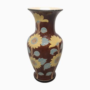 Large Vintage Vase with Sunflowers, 1970s