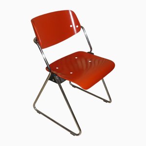 Chromed Tubular Steel Stacking Chair by Klaus Franck or Georg Leowald for Wilkhahn, 1970s