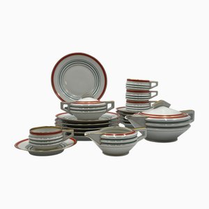 Art Deco Coffee Porcelain Service by Johann Haviland/ Ernst Olitzsch, Set of 19