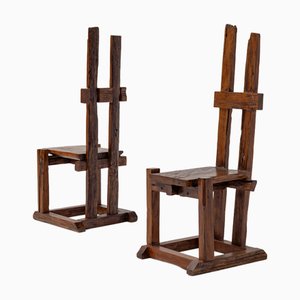 Set of Rustic Wabi Sabi Chairs, 1950s
