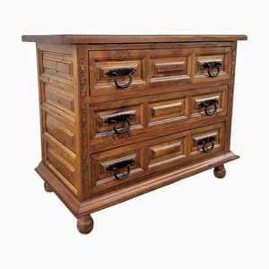 Castillian Walnut Commode with 3 Drawers, 1940s