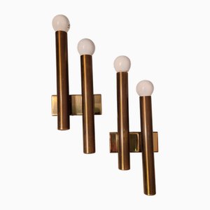 Double Wall Lights in Brass, 1960s, Set of 2