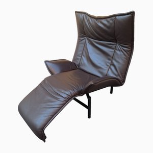Poltrona Veranda in pelle marrone di Vico Magistretti per Cassina, anni '80