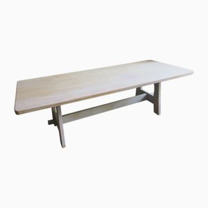 Large Mid-Century Limed Oak Dining Table, 1950s