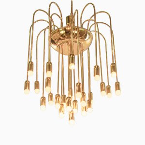 Large Modernist Brass Spider Flush Mount in the style of Florian Schulz, Germany, 1960s