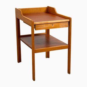 Mesita de noche de teca y haya de CA Acking para Bodafors, Sweden, años 60-70