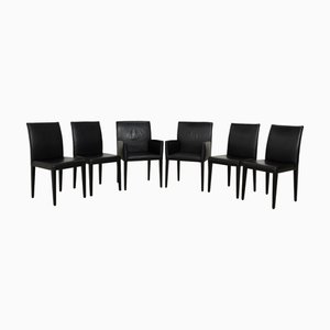 Chairs in Black Leather from Werther, Set of 6