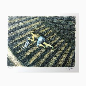 Roland Topor, The Staircase, 1973, Litografía