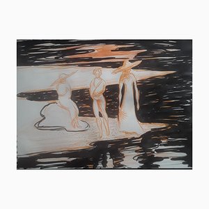 Veronika Issaeva-Agenos, Beach, 2024, Techniques mixtes sur papier