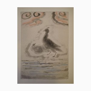Léonard Foujita, The Black Bird, 1927, Colored Etching