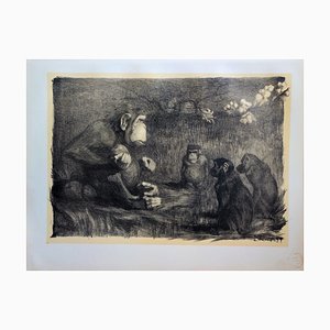 Paul Jouve, Los monos, El juicio de París, Litografía original