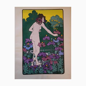 Hans Christiansen, La hora del pastor, 1897, Litografía original