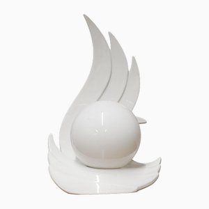 Vintage Italian White Ceramic Flame Lamp, 1960s