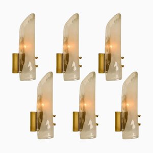 Large Brass and Hand-Blown Glass Wall Light attributed to J. T. Kalmar, 1960s