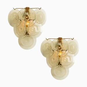 Glass Disc Wall Lights attributed to Vistosi, Italy, 1960s, Set of 2