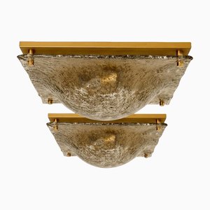 Textured Glass Flush Mount or Wall Light attributed to Kalmar, 1960s