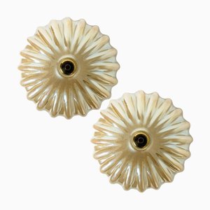 Plafonnier en Verre Murano Ambré dans le style de Barovier & Toso, 1970s