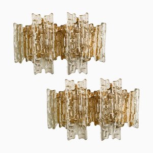 Kalmar zugeschriebene Wandlampe aus strukturiertem Eisglas, 1970er