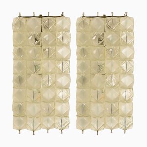 Crystal and Nickel Plated Wall Lamps by Filvem Voghera, 1968, Set of 2