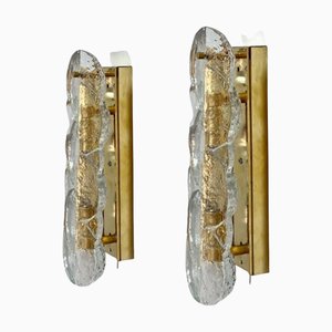 Citrus Swirl Clear Glass Wall Lights attributed to J. T. Kalmar, 1960s, Set of 2