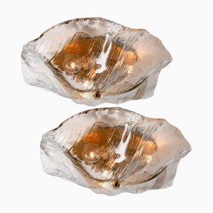 Brown and Clear Flush Mount or Wall Light attributed to J. T. Kalmar for Kalmar, 1965