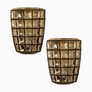 Iron and Bubble Glass Sconces attributed to Limburg, 1960, Set of 2