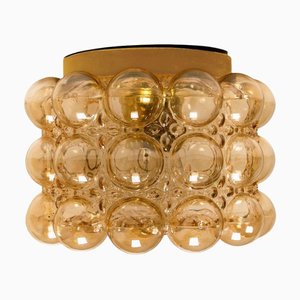 Amber Glass Wall Sconce or Flush Mount attributed to Helena Tynell for Limburg, 1960s